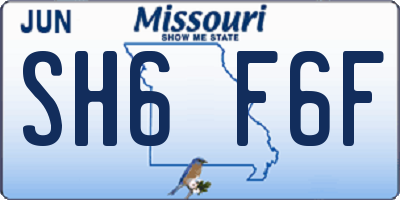 MO license plate SH6F6F