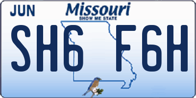 MO license plate SH6F6H