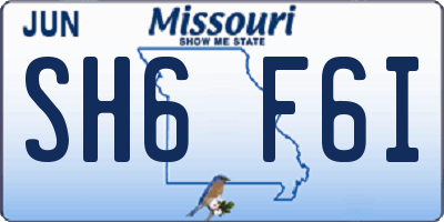 MO license plate SH6F6I