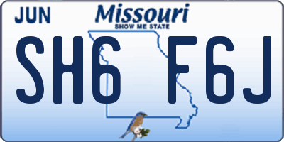 MO license plate SH6F6J
