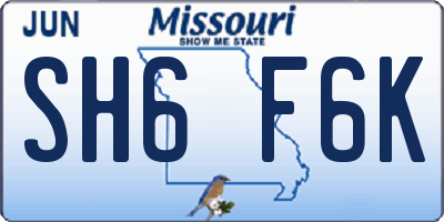 MO license plate SH6F6K