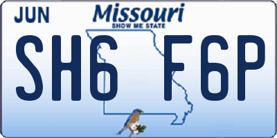 MO license plate SH6F6P