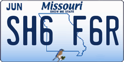 MO license plate SH6F6R