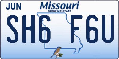 MO license plate SH6F6U