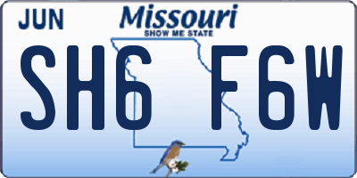 MO license plate SH6F6W