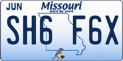 MO license plate SH6F6X