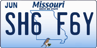 MO license plate SH6F6Y