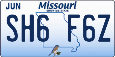 MO license plate SH6F6Z