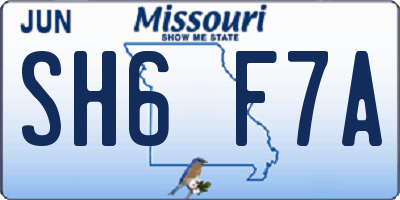 MO license plate SH6F7A