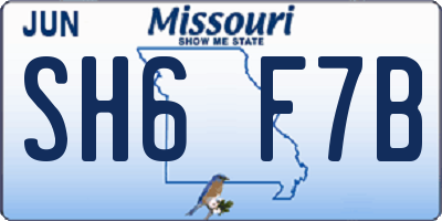 MO license plate SH6F7B