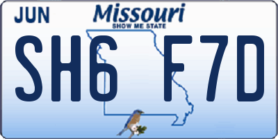 MO license plate SH6F7D
