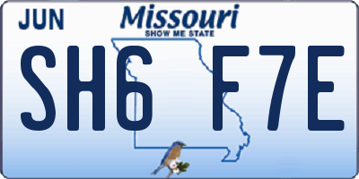 MO license plate SH6F7E