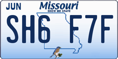 MO license plate SH6F7F