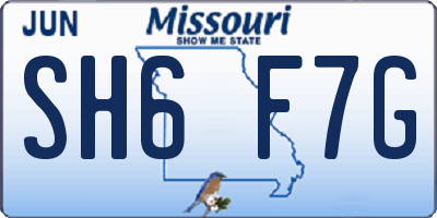 MO license plate SH6F7G