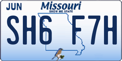 MO license plate SH6F7H