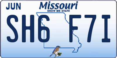 MO license plate SH6F7I