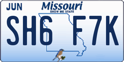 MO license plate SH6F7K