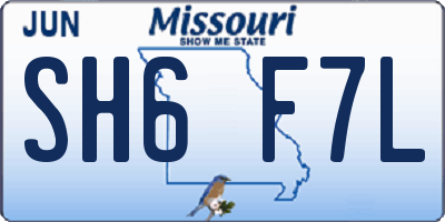 MO license plate SH6F7L