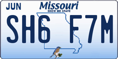 MO license plate SH6F7M