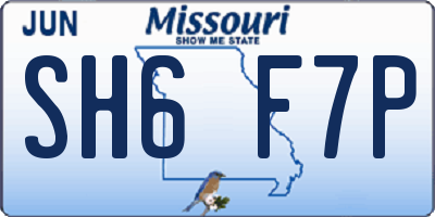 MO license plate SH6F7P