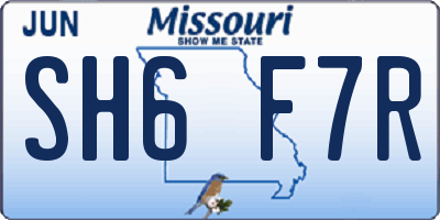 MO license plate SH6F7R