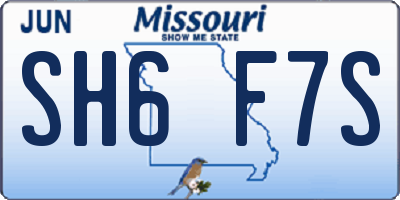 MO license plate SH6F7S