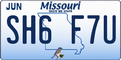 MO license plate SH6F7U