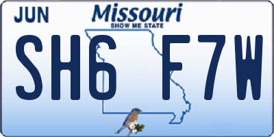 MO license plate SH6F7W