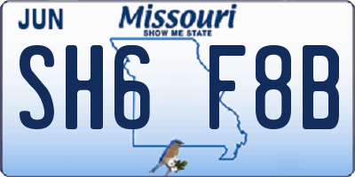 MO license plate SH6F8B