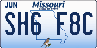 MO license plate SH6F8C