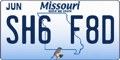MO license plate SH6F8D