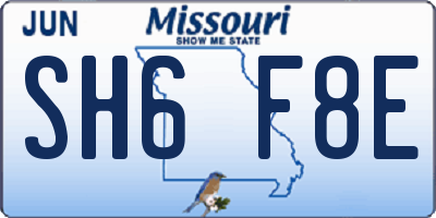 MO license plate SH6F8E