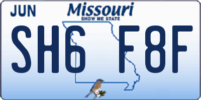 MO license plate SH6F8F