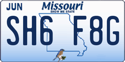 MO license plate SH6F8G