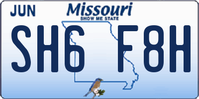 MO license plate SH6F8H