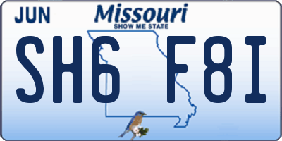 MO license plate SH6F8I