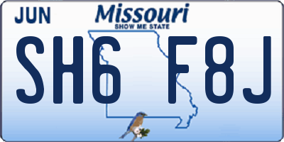 MO license plate SH6F8J