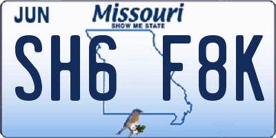 MO license plate SH6F8K