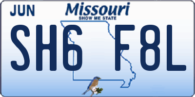 MO license plate SH6F8L