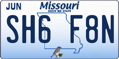 MO license plate SH6F8N