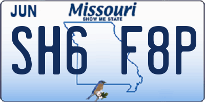 MO license plate SH6F8P