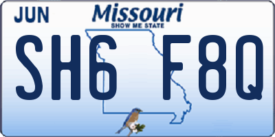 MO license plate SH6F8Q