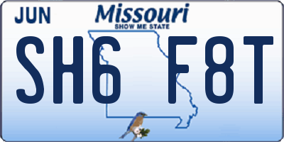 MO license plate SH6F8T