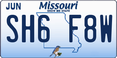 MO license plate SH6F8W