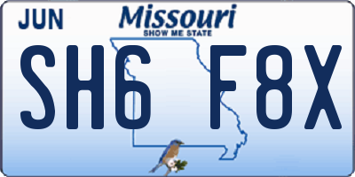 MO license plate SH6F8X