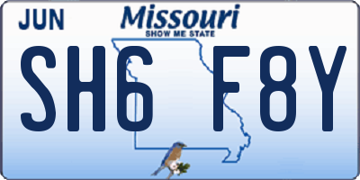 MO license plate SH6F8Y