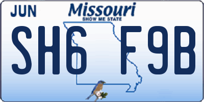 MO license plate SH6F9B