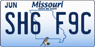 MO license plate SH6F9C