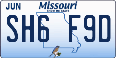 MO license plate SH6F9D