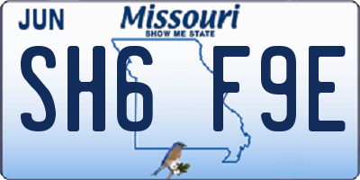 MO license plate SH6F9E